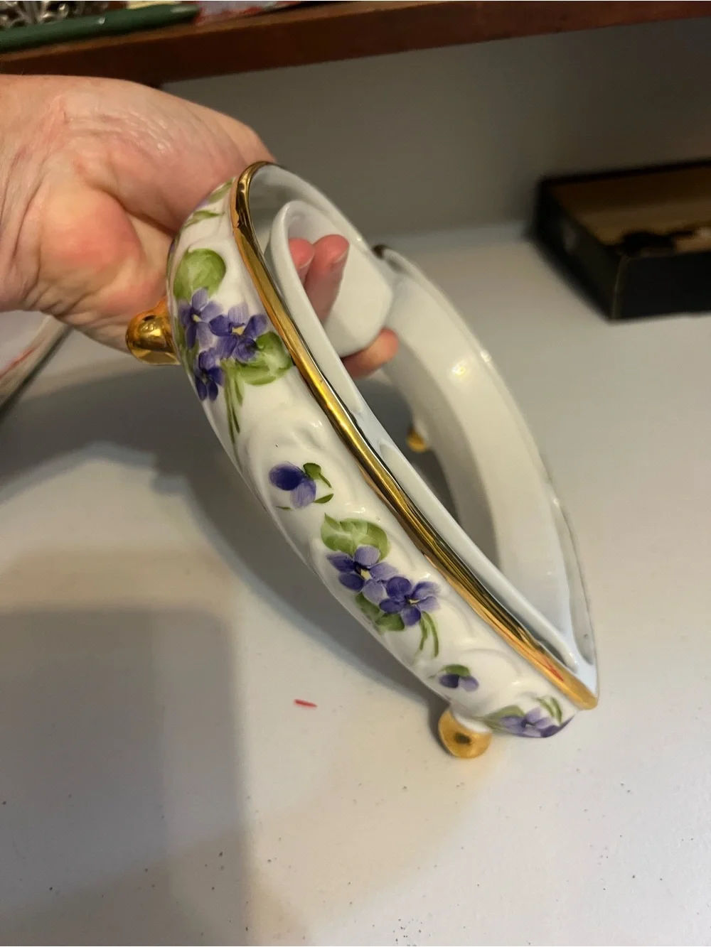 Vintage hand painted flower frog